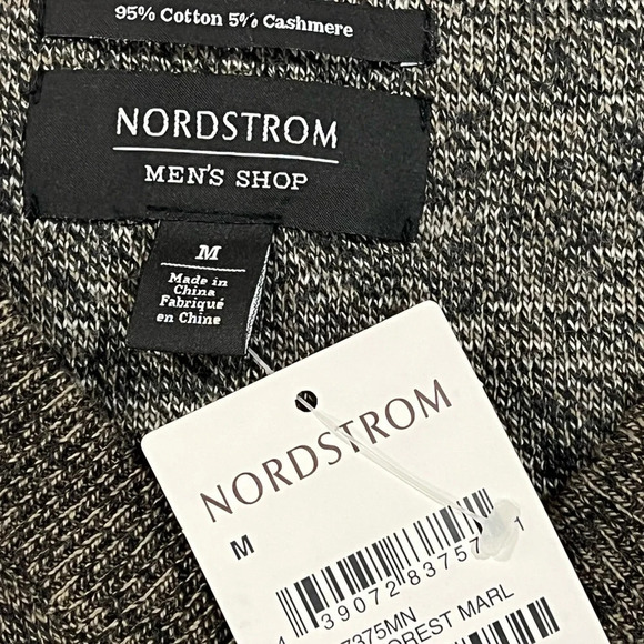 Nordstrom Men’s Cashmere Blend Sweater Green Forest Marled Color Size Medium BST - Picture 5 of 8
